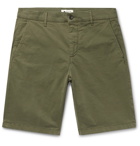 NN07 - Crown Garment-Dyed Cotton-Blend Twill Shorts - Army green