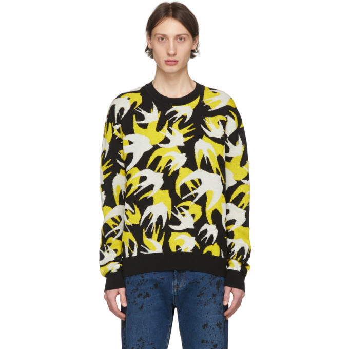 McQ Alexander McQueen Black Patchwork Swallow Sweater McQ