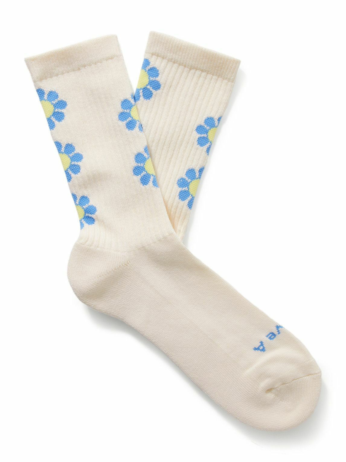 Rostersox - Peace Intarsia Ribbed Cotton-Blend Socks Rostersox