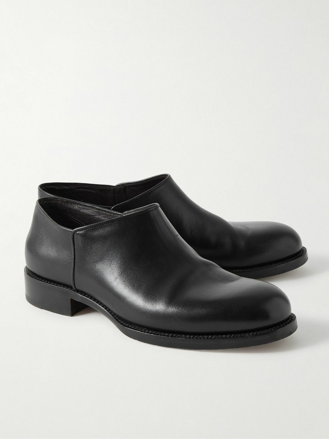 The Row - Nobilis Leather Slip-On Shoes - Black