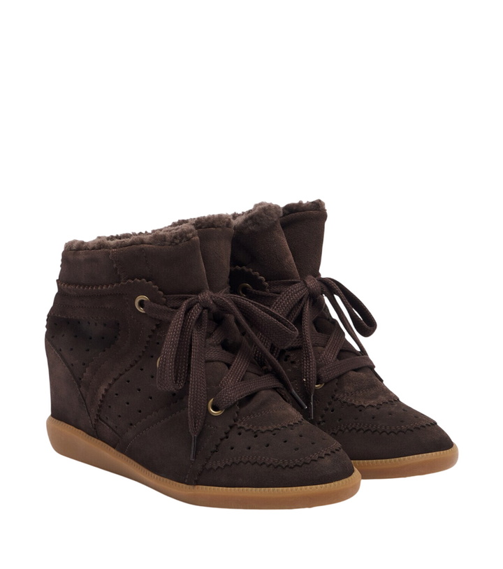 Photo: Isabel Marant Bobby shearling-lined suede wedge sneakers