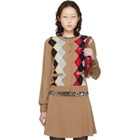 GANNI Beige Argyle Print Cardigan