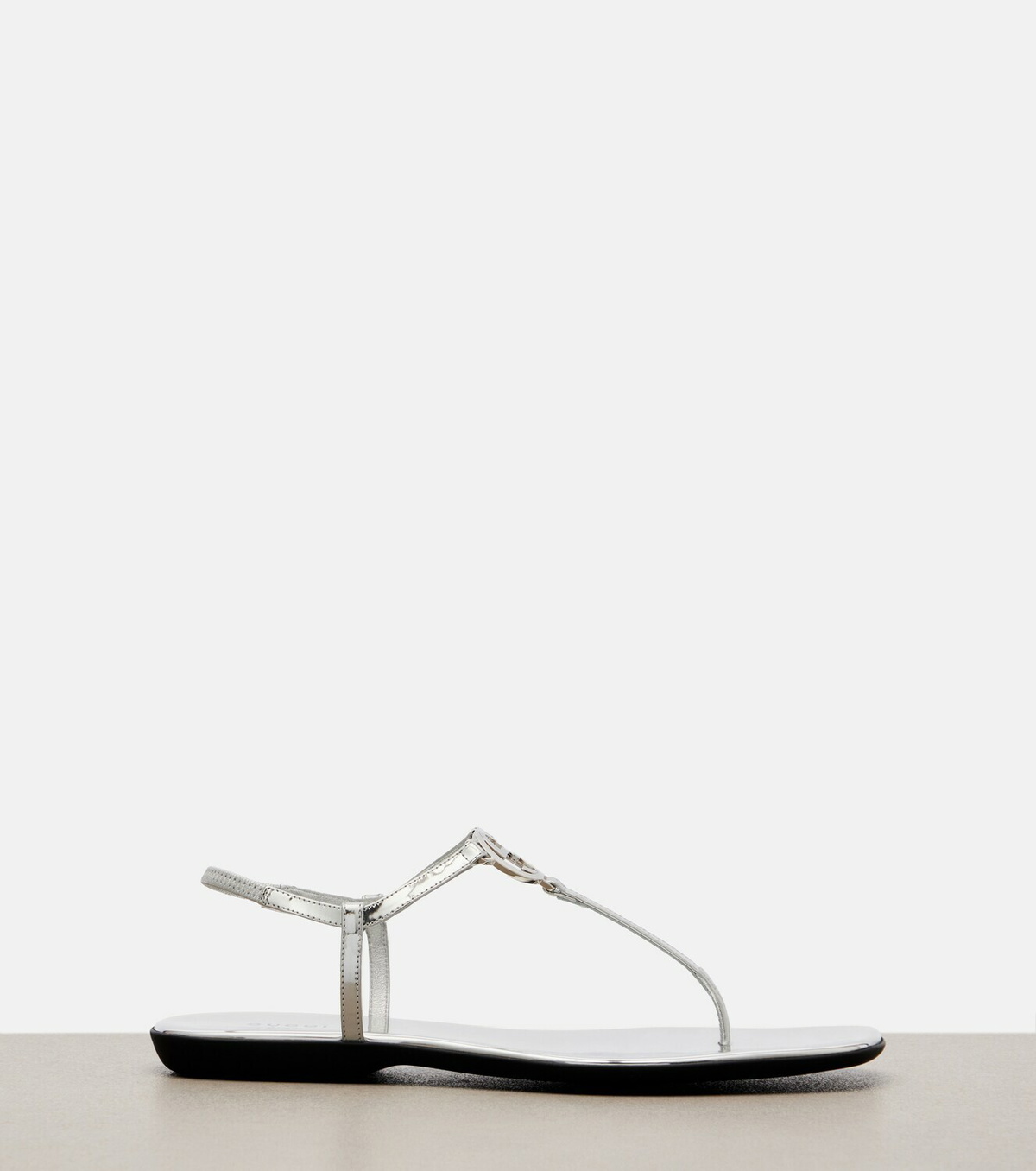 Gucci Interlocking G metallic leather thong sandals