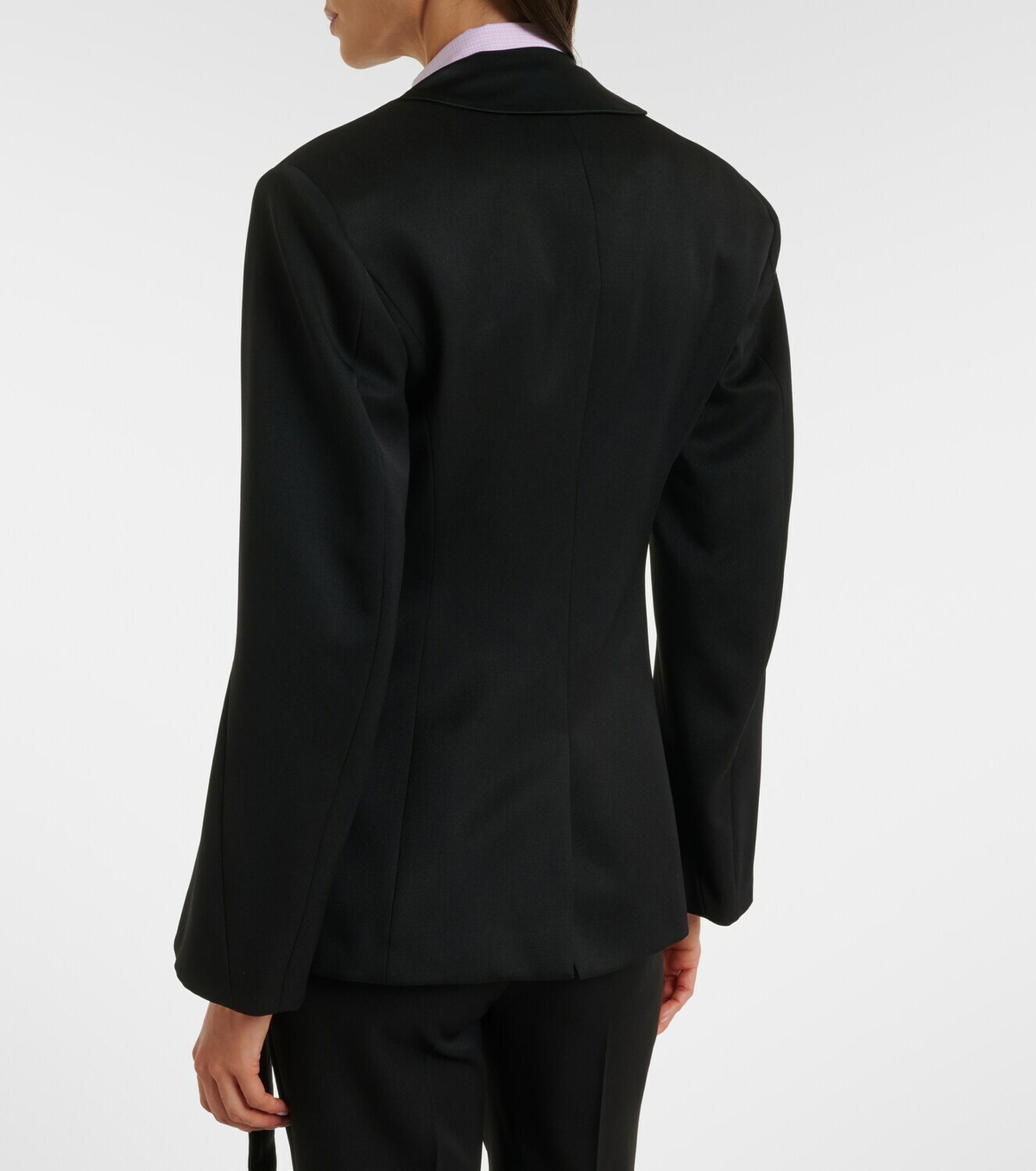 The Attico Satin-trimmed virgin wool blazer