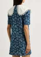 Sister Jane Wildflower Floral-jacquard Chambray Mini Dress Denim