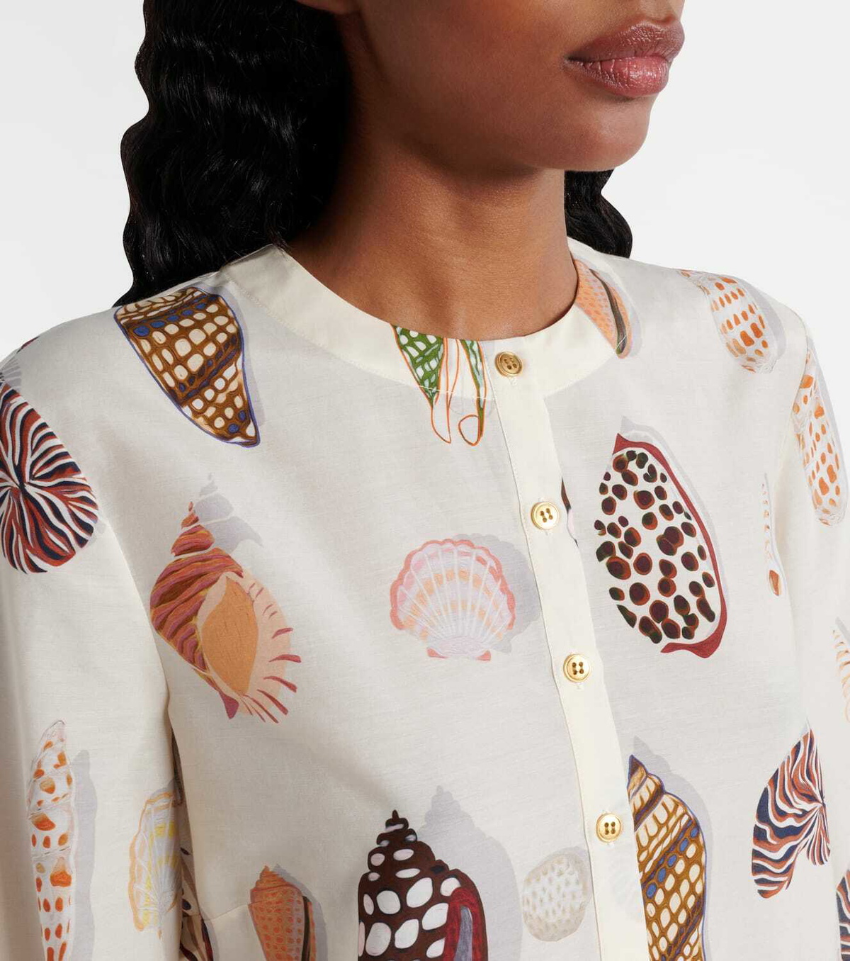 Eres Creme printed coton and silk minidress