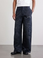Acne Studios - Straight-Leg Distressed Cotton Trousers - Black