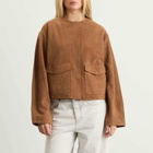 ST. Agni Women's Suede Utility Cocoon Bomber Jacket in Toffee