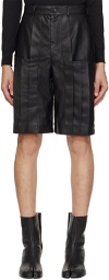 Situationist Black Pleated Faux-Leather Shorts