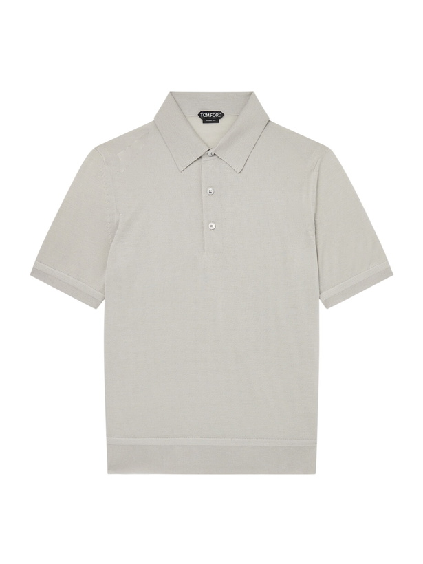 Photo: TOM FORD - Cashmere and Silk-Blend Polo Shirt - Gray