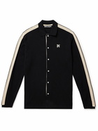 Palm Angels - Striped Crochet-Trimmed Cotton-Piqué Shirt - Black