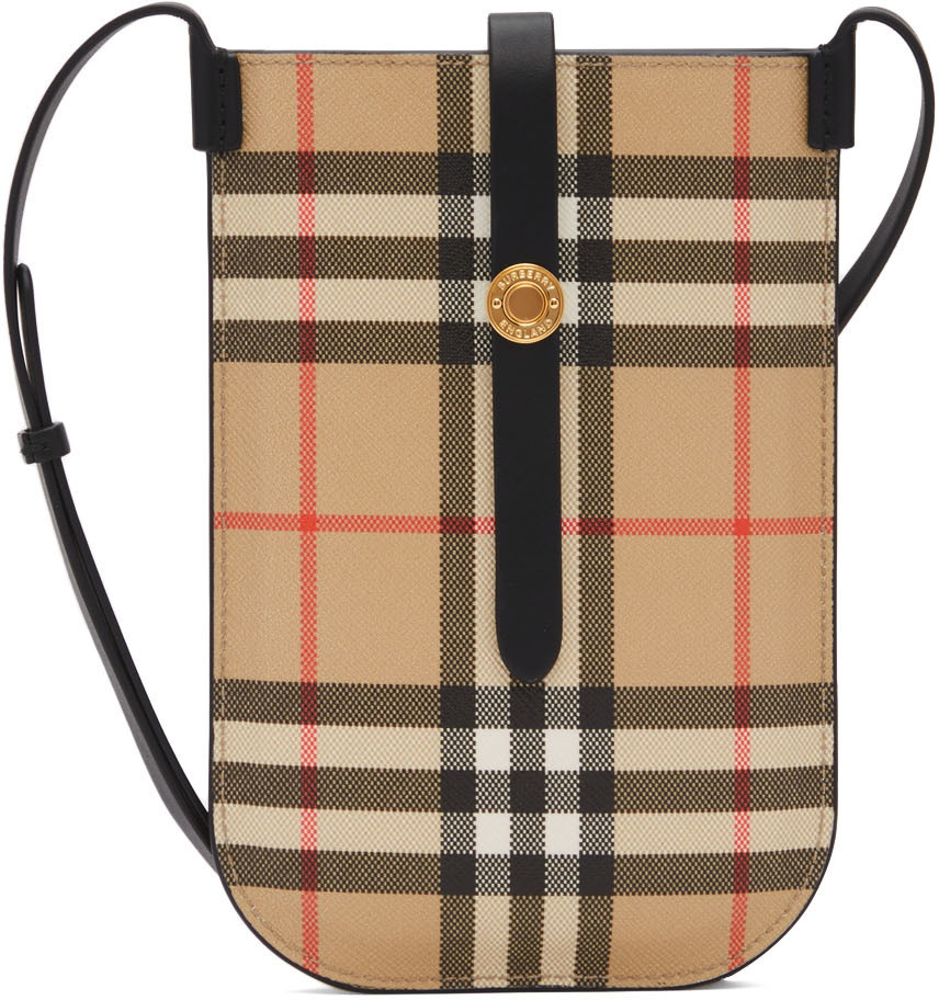 BURBERRY: bag with vintage check pattern - Beige  Burberry shoulder bag  8010152 online at