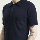 Maison Margiela Men's Knitted Polo Shirt in Blu/Black