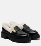 Ferragamo Caminia shearling-trimmed leather loafers