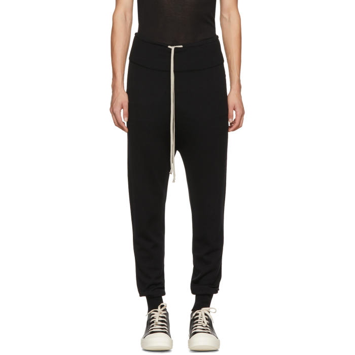 Photo: Rick Owens Black Wool Drawstring Long Lounge Pants