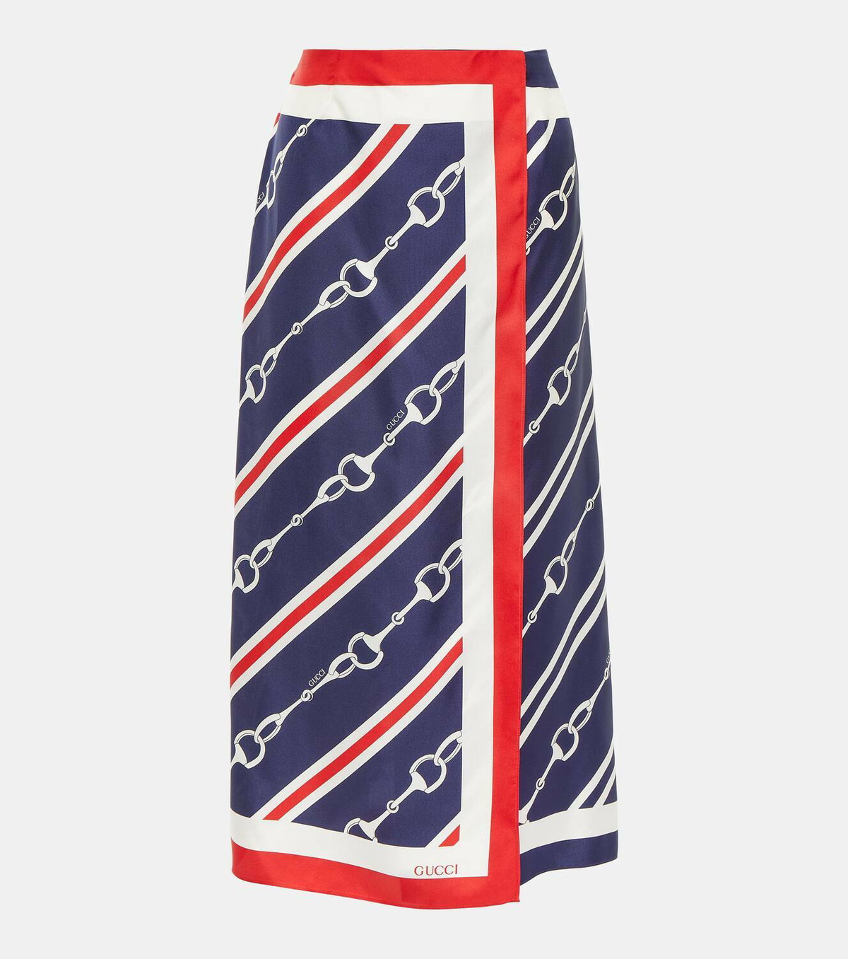 スカート GUCCI Horsebit print skirt Gucci Horsebit silk twill wrap skirt Gucci