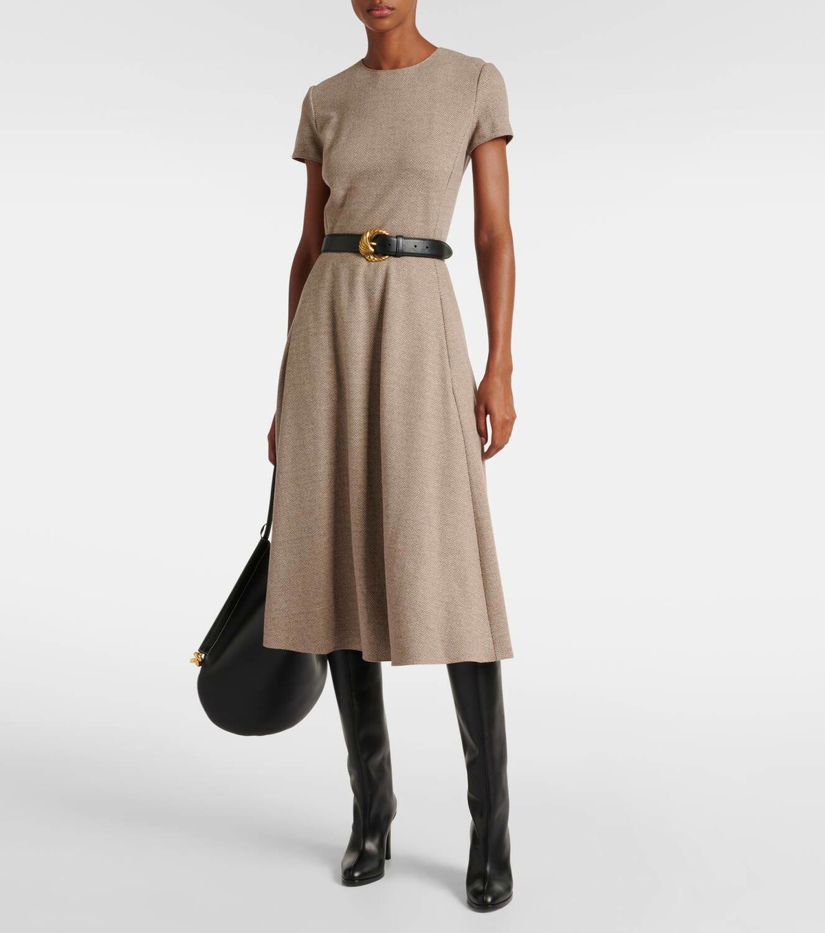 knee length dresses for ladies Retro Plaid Wool Midi Dress – A-Line Silhouette for Fall Style – 5303 –  Xiaolizi