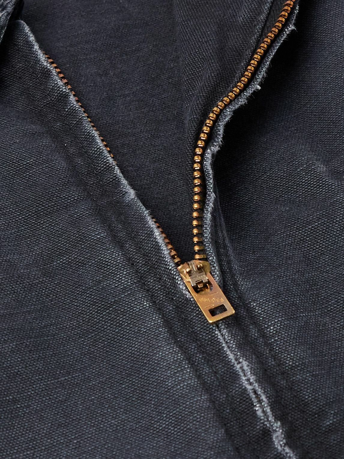 SAINT MXXXXXX - Corduroy-Trimmed Logo-Embroidered Distressed Cotton-Canvas Jacket - Black