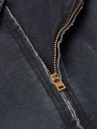 SAINT MXXXXXX - Corduroy-Trimmed Logo-Embroidered Distressed Cotton-Canvas Jacket - Black