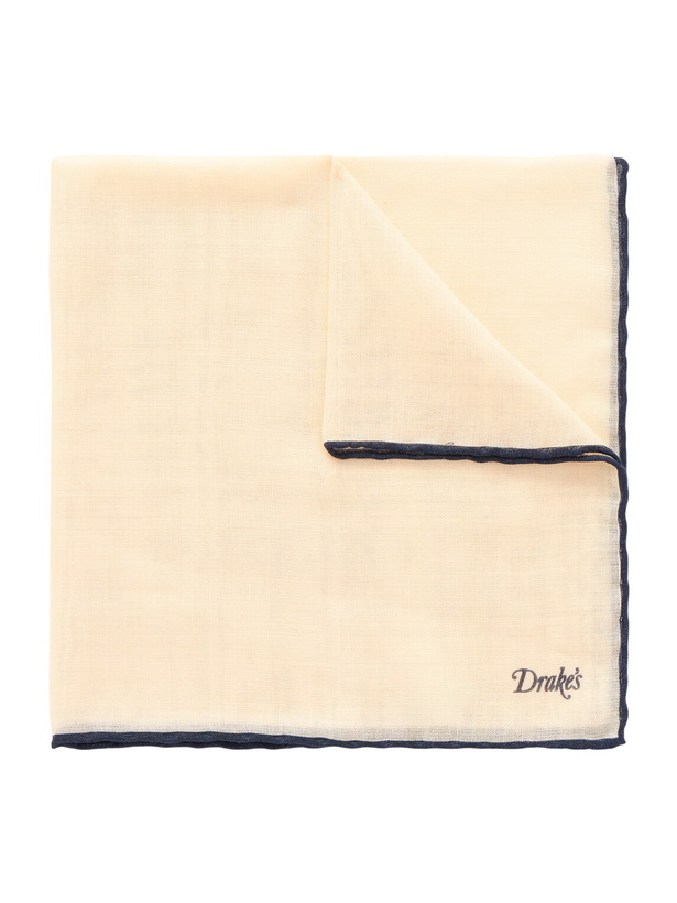 Photo: Drake's - Logo-Print Silk and Wool-Blend Gauze Pocket Square