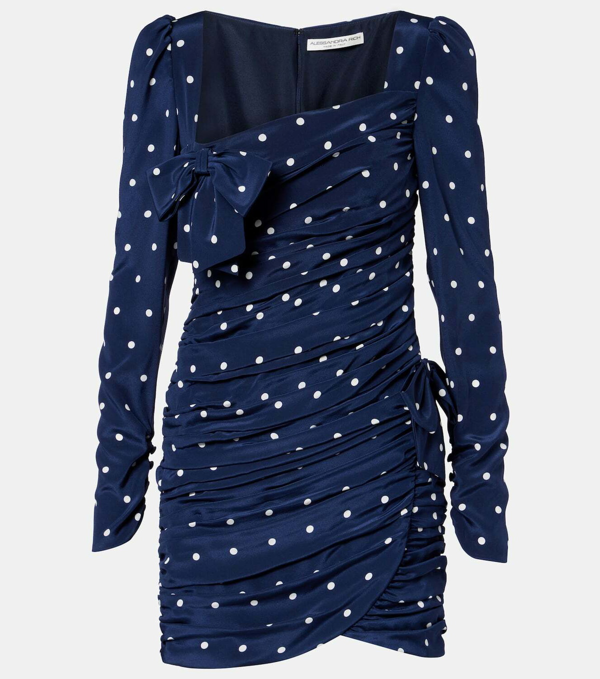 Alessandra Rich Bow-detail polka-dot draped minidress