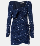 Alessandra Rich Bow-detail polka-dot draped minidress