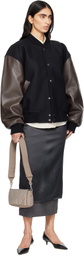 AMI Paris Taupe Nylon Marcel Lunch Box Bag