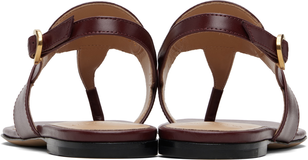 Valentino Garavani Burgundy VLogo Thong Sandals