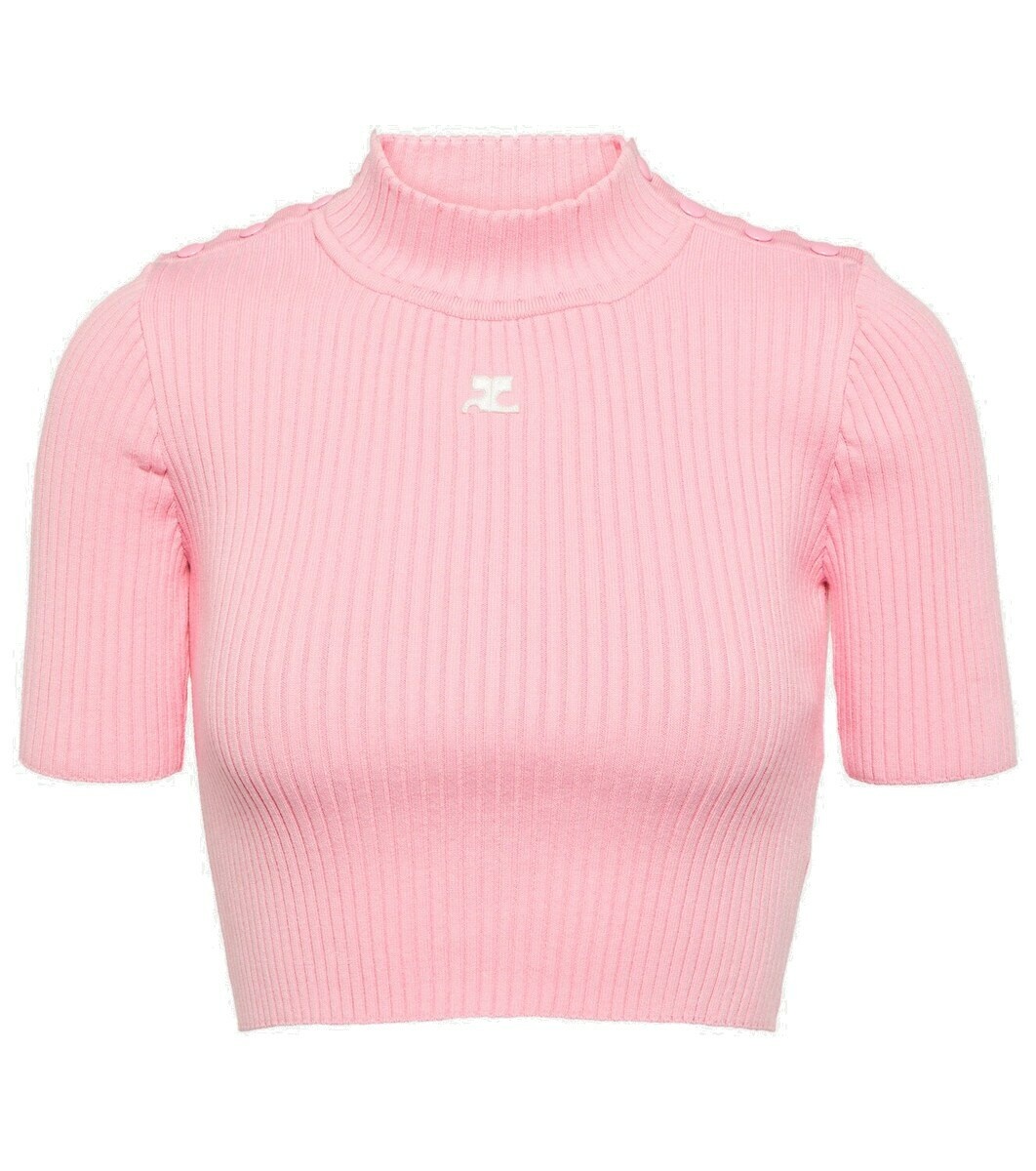 Courrèges Ribbed-knit cropped sweater Courreges