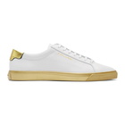 Saint Laurent White and Gold Andy Sneakers