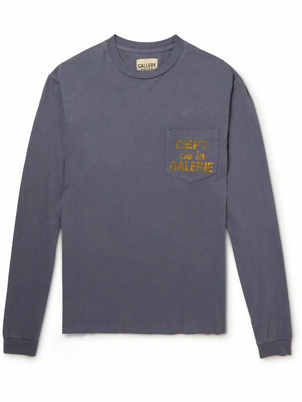Photo: Gallery Dept. - Logo-Print Cotton-Jersey T-Shirt - Blue
