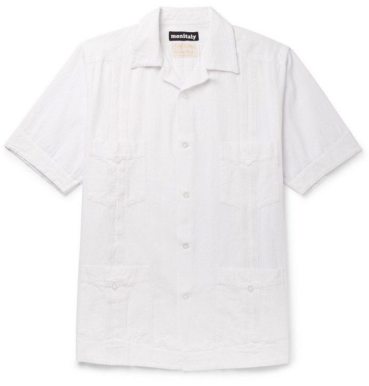 Photo: Monitaly - Camp-Collar Pleated Cotton-Gauze Shirt - White