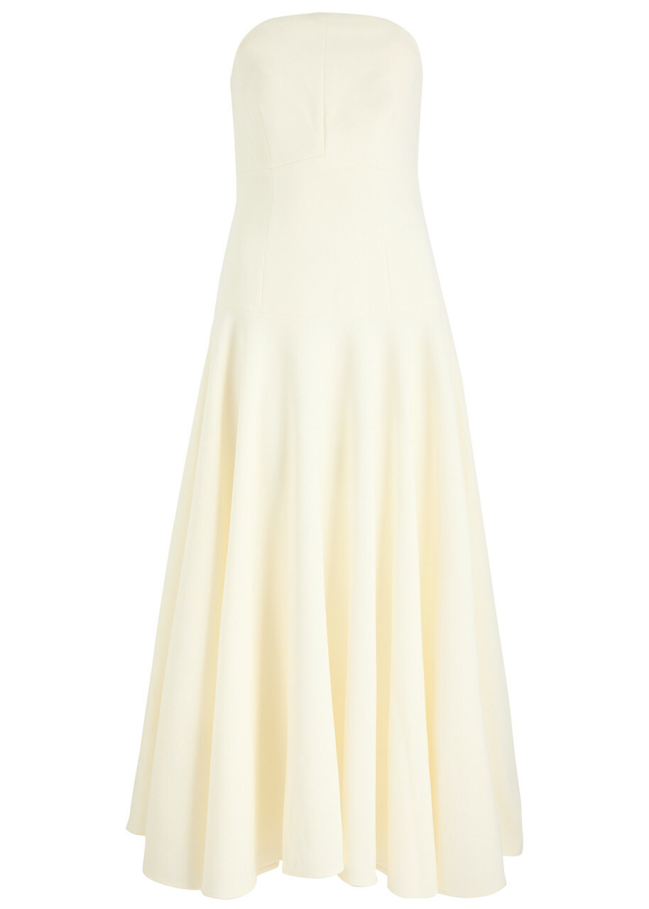 Roland Mouret Strapless Crepe Midi Dress Cream Roland Mouret