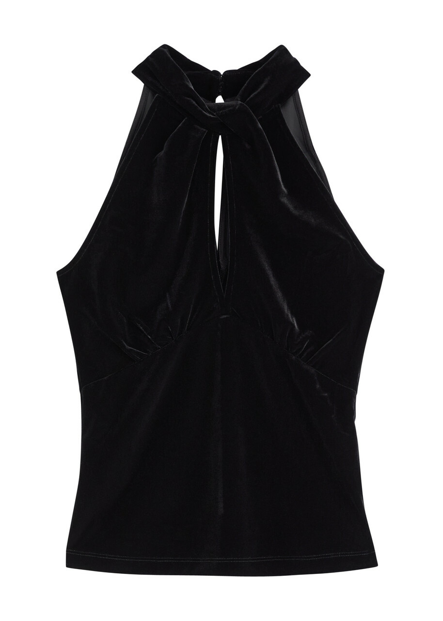 Ganni Twisted Velvet top Black