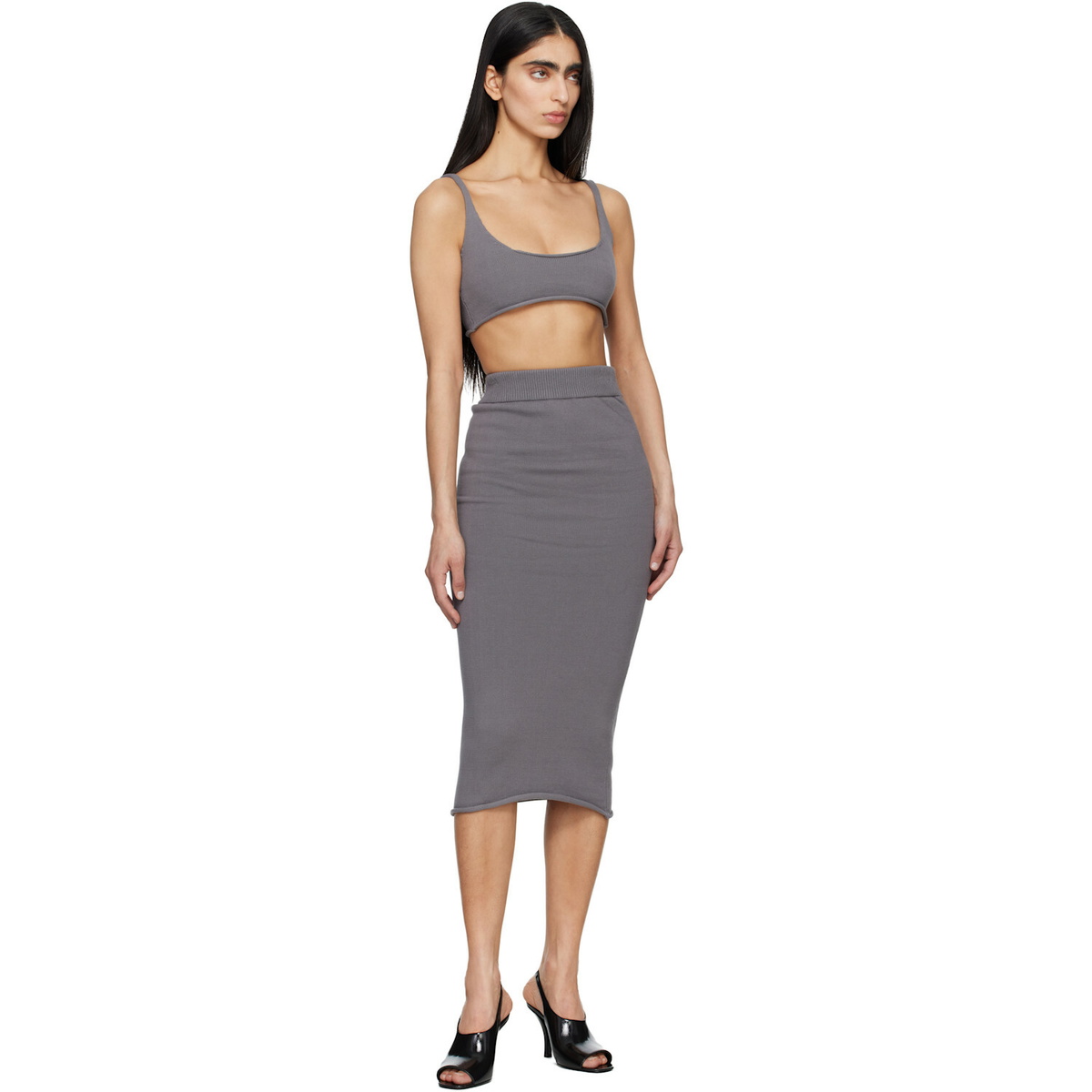 Entire Studios Gray Raw Knit Bra