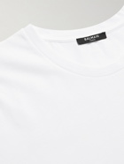 Balmain - Logo-Flocked Cotton-Jersey T-Shirt - White
