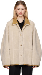LE17SEPTEMBRE Tan Spread Collar Faux-Shearling Jacket