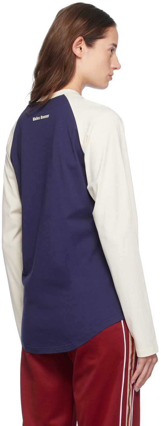 Wales Bonner Navy & Off-White 'Space' Long Sleeve T-Shirt