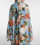 Erdem Caped floral silk voile gown