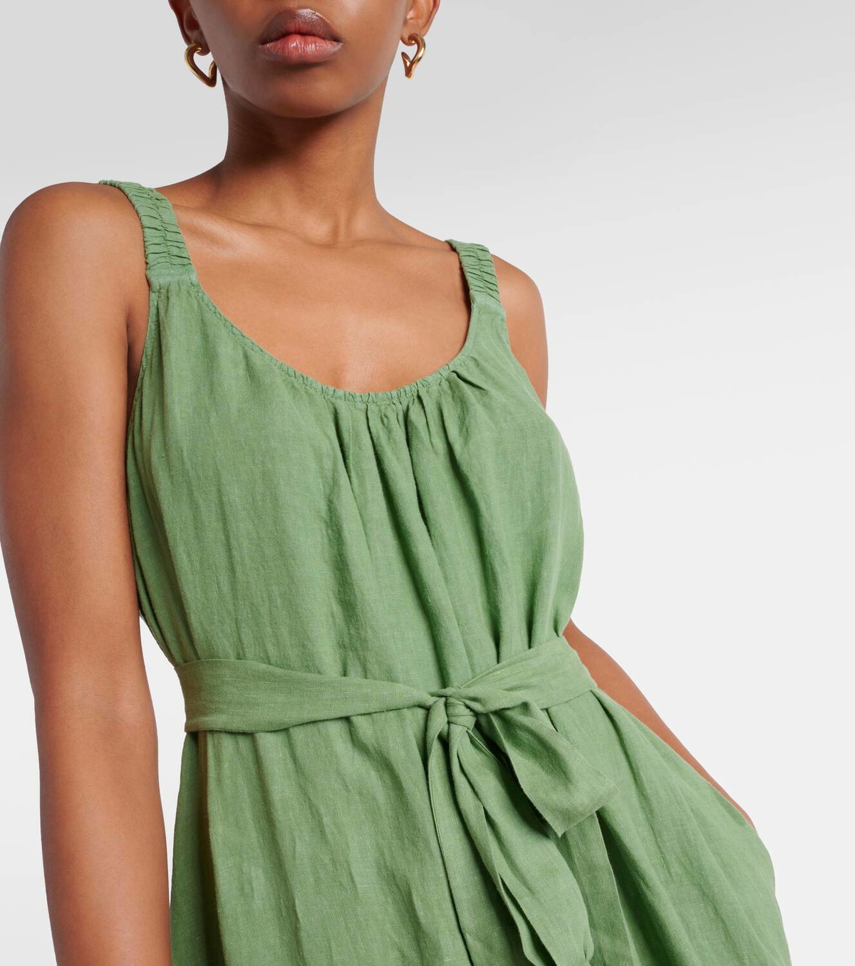 chinese dress ladies Elara Dress  Keyhole Cotton Slub Dress with Fringe Detail