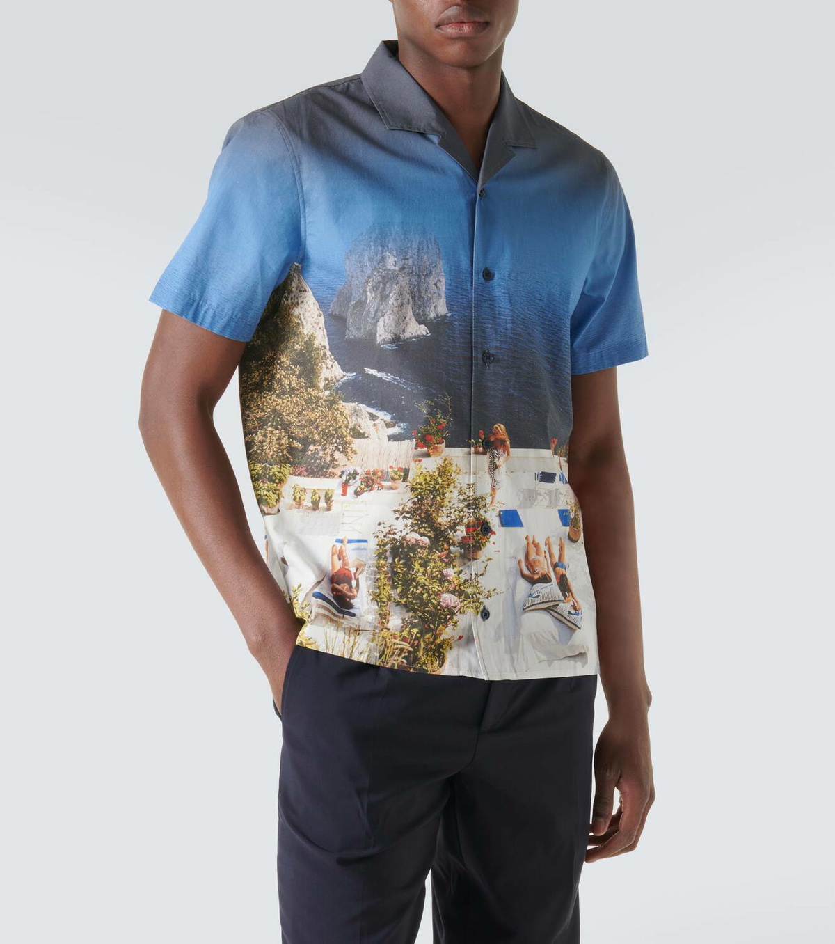 Orlebar Brown Hibbert printed cotton bowling shirt