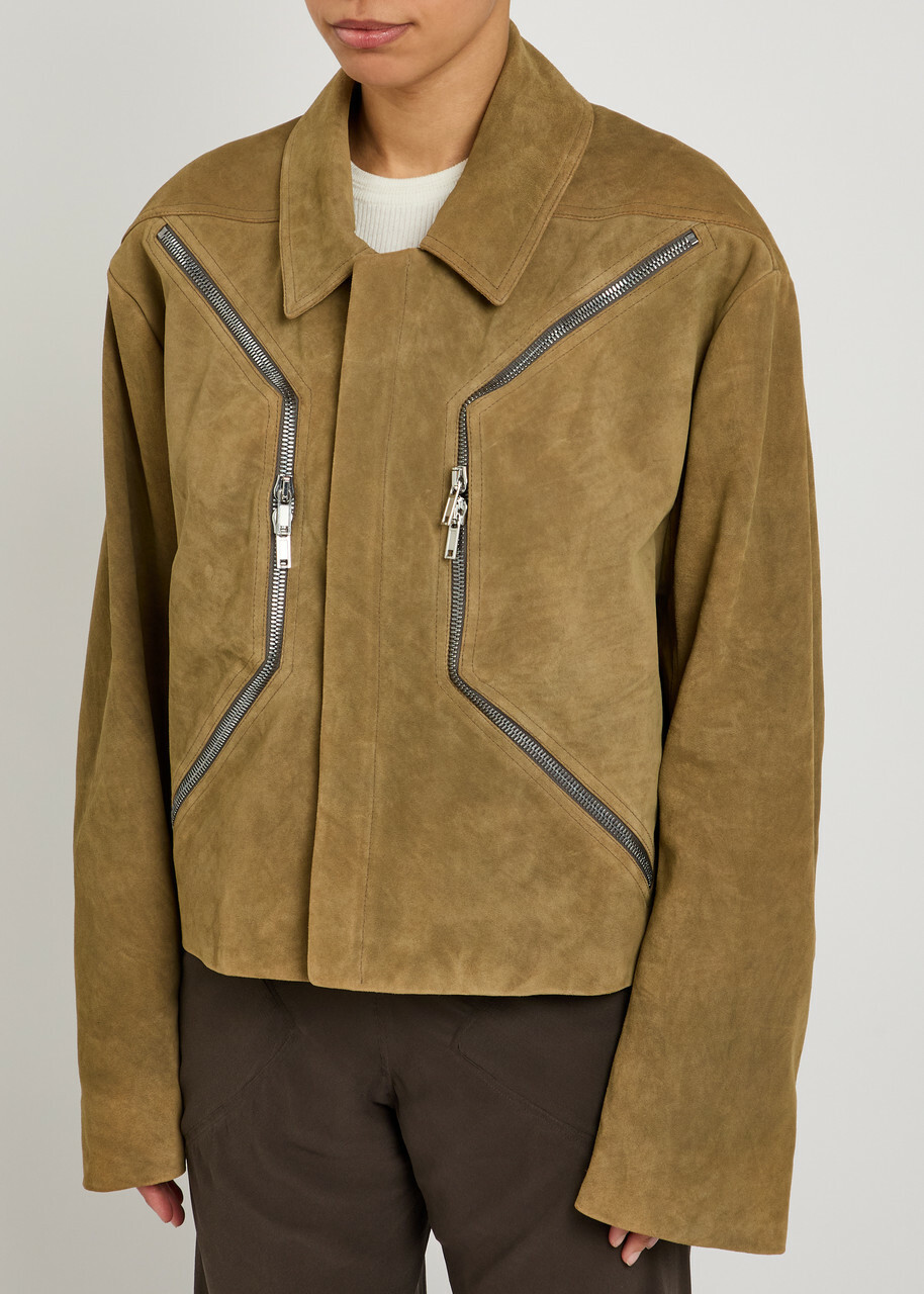Rick Owens Heizer Suede Jacket Brown