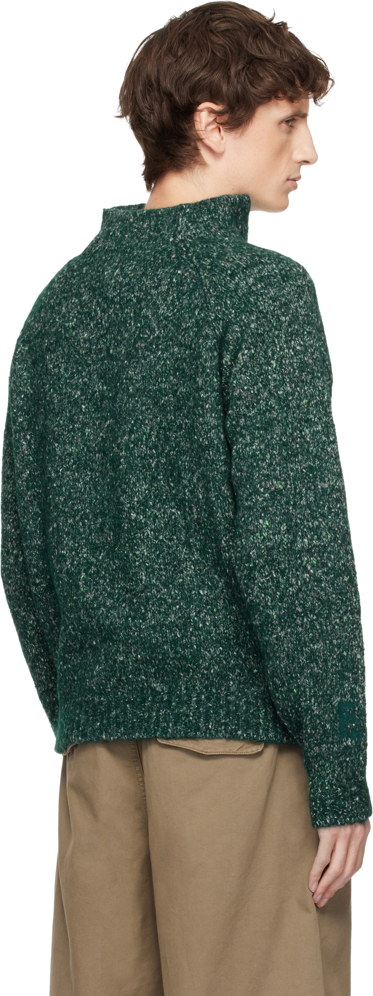 ERL Green Slit Neck Alpaca Sweater