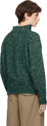 ERL Green Slit Neck Alpaca Sweater