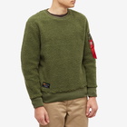 Alpha Industries Men's Teddy Fleece Crew Sweat in Sage Green