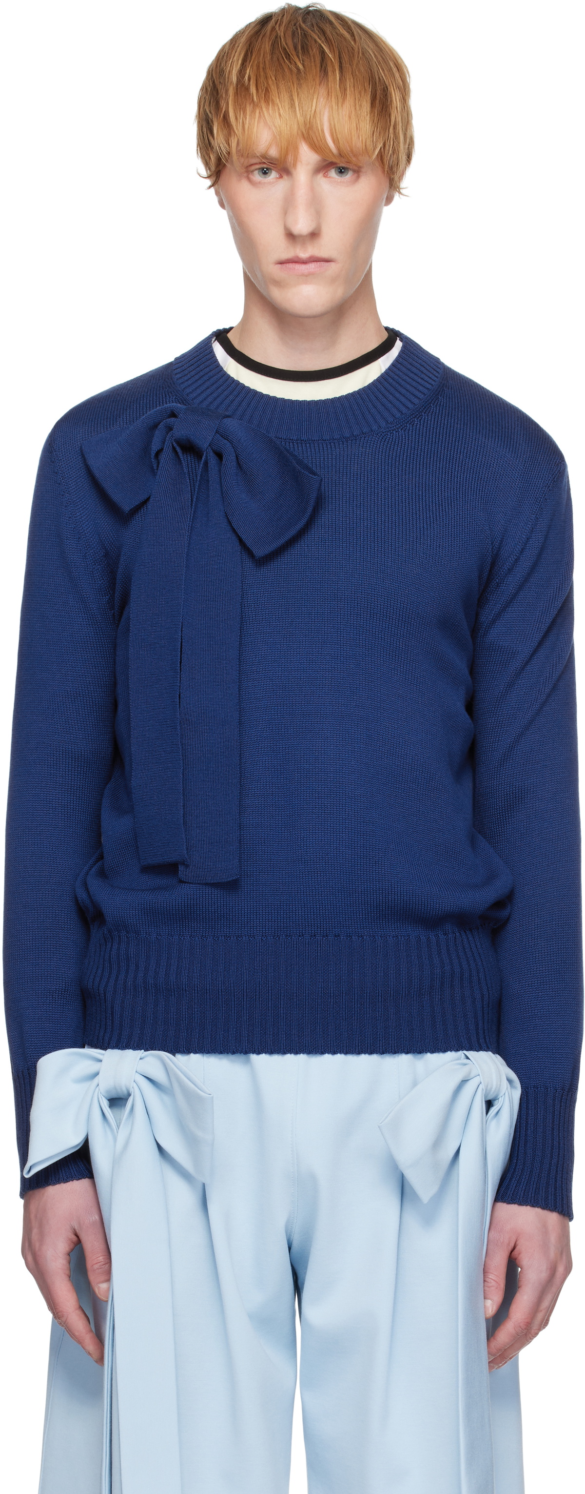 ANDREJ GRONAU SSENSE Exclusive Navy Wide Hem Ribs Sweater