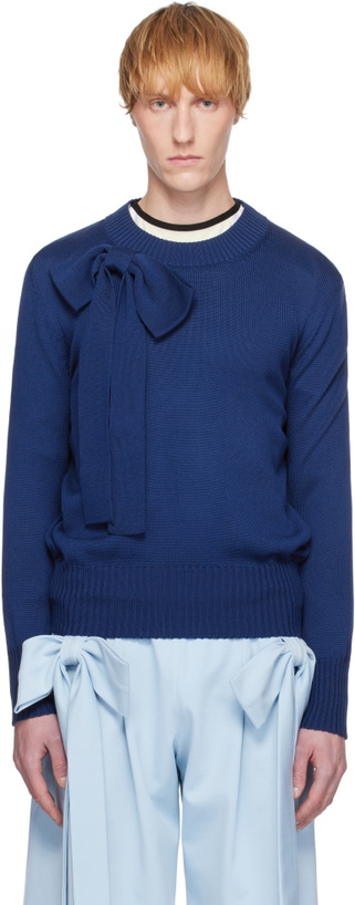 Photo: ANDREJ GRONAU SSENSE Exclusive Navy Wide Hem Ribs Sweater