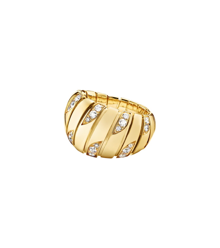 Photo: Bvlgari Bvlgari Tubogas 18kt gold ring with diamonds