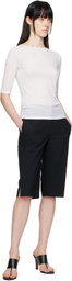 AMOMENTO White Round Short Sleeve T-shirt