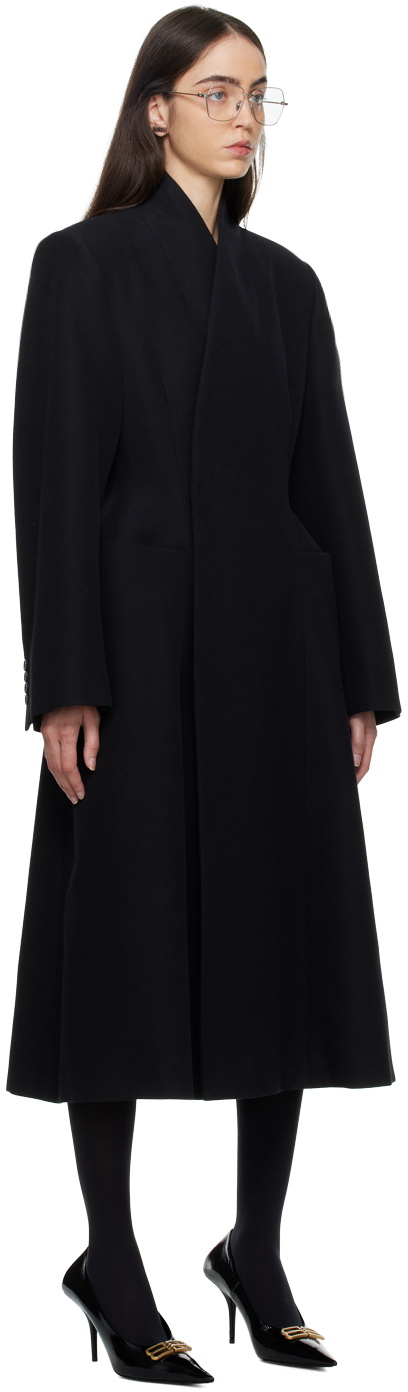 Balenciaga Black Flared Hourglass Coat Balenciaga